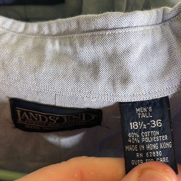 Lands End - Cotton Blue Shirt - Men's Lot of 4 - 3: 18 1/2 -36 & 1: 18 1/2 - 37 - Picture 6 of 16